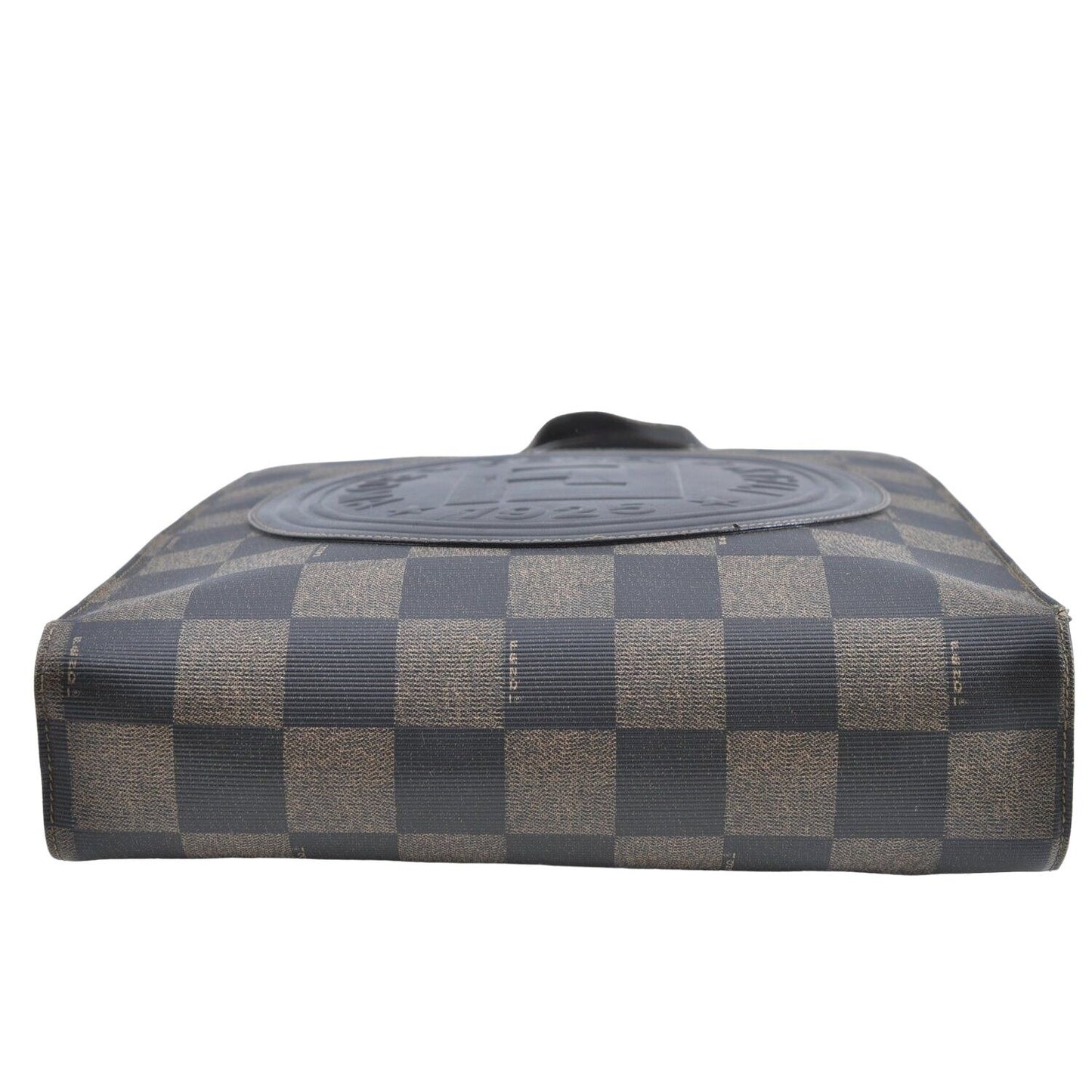 Vintage, Fendi, Roma 1925, checkerboard print in shades of brown coated canvas & brown leather, cross body, tote, or back pack