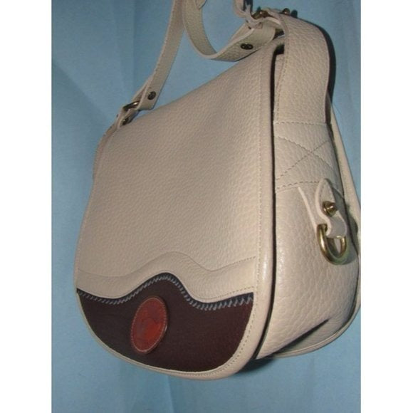 Dooney and Bourke Vintage Brown Ivory Saddle Bag