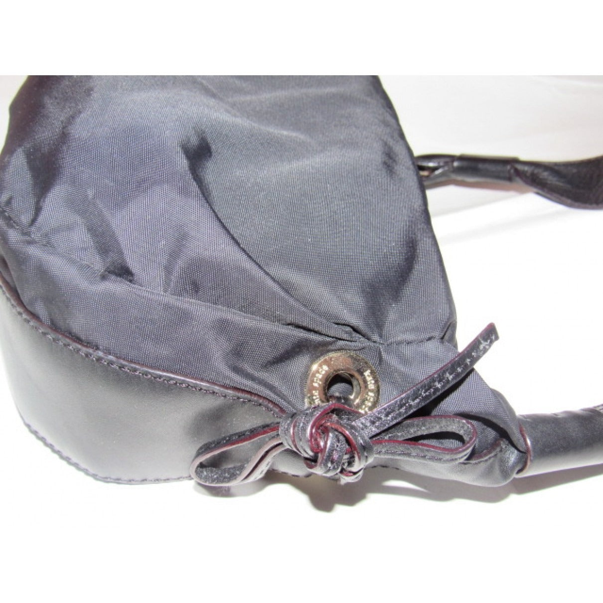 Kate Spade black leather hobo purse w chrome accents