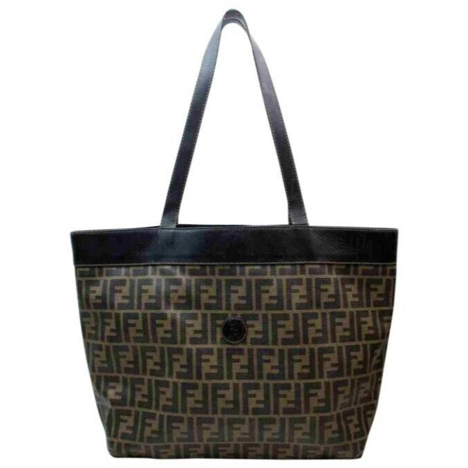 SALE! Fendi tobacco Zucca print coated canvas/leather, two handle XL tote bag!