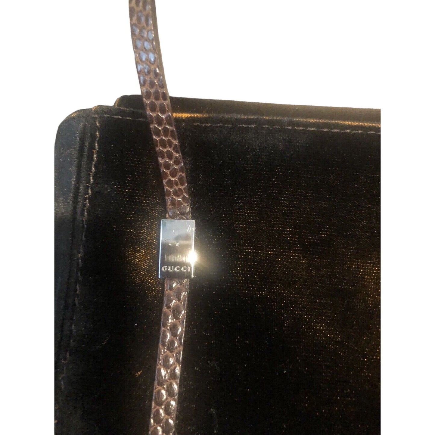 Gucci velvet purse with python straps