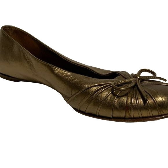 Salvatore Ferragamo Gold Metallic Ballet Flats