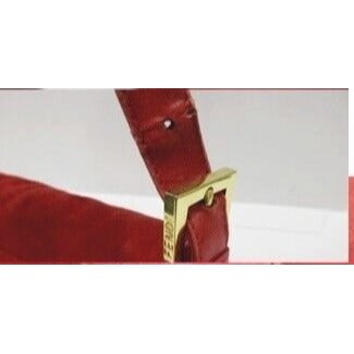 Fendi red suede Mamma Forever baguette w sparkly enamel clasp