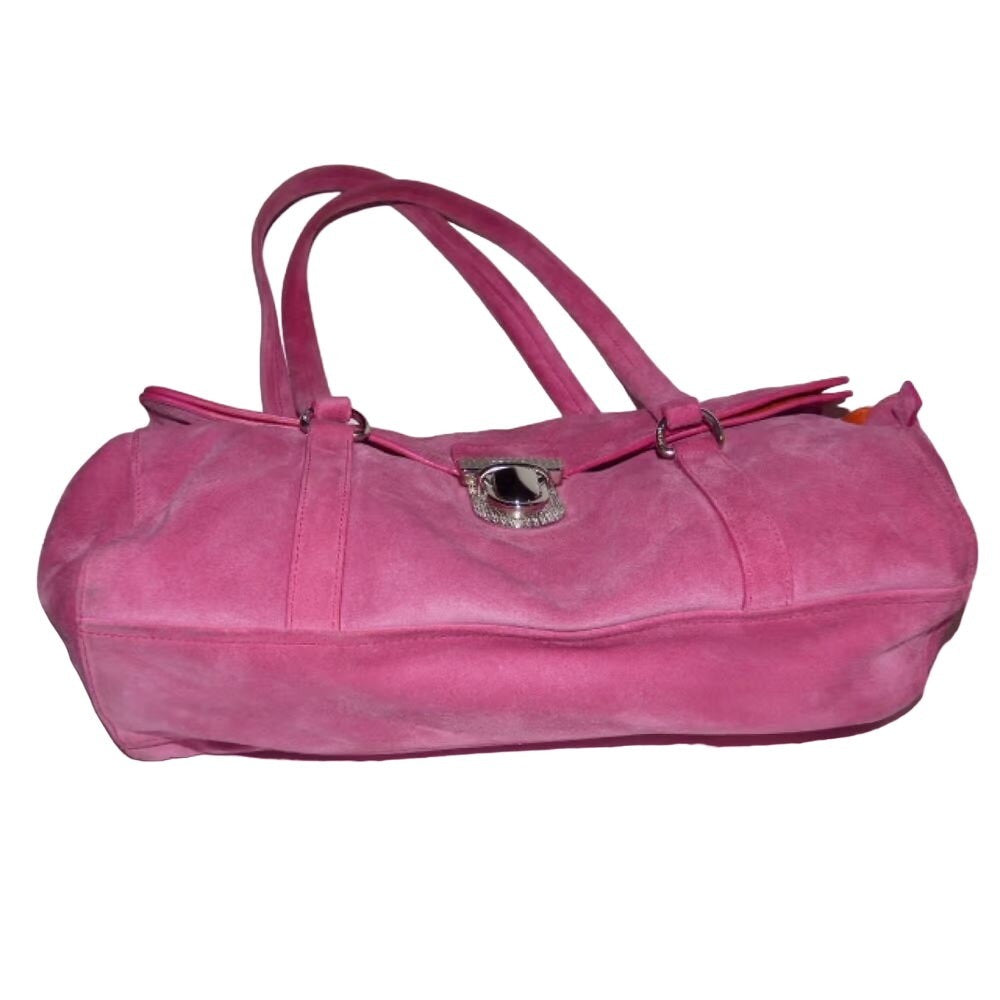 Prada pink suede & orange leather East to West satchel