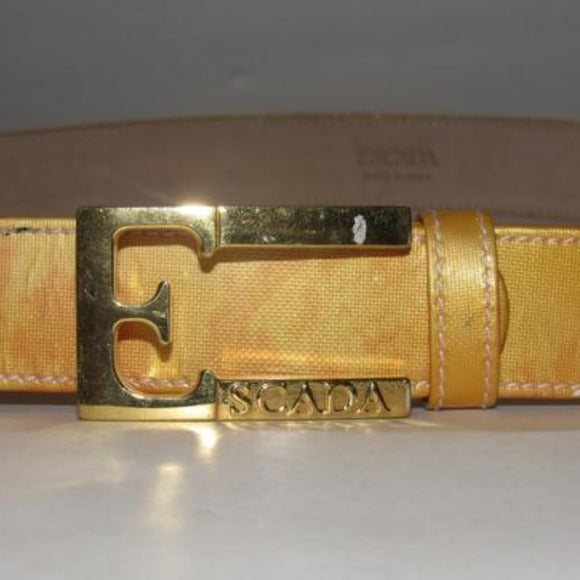 Escada Gold Patent Leather Gold 'E' Buckle Belt