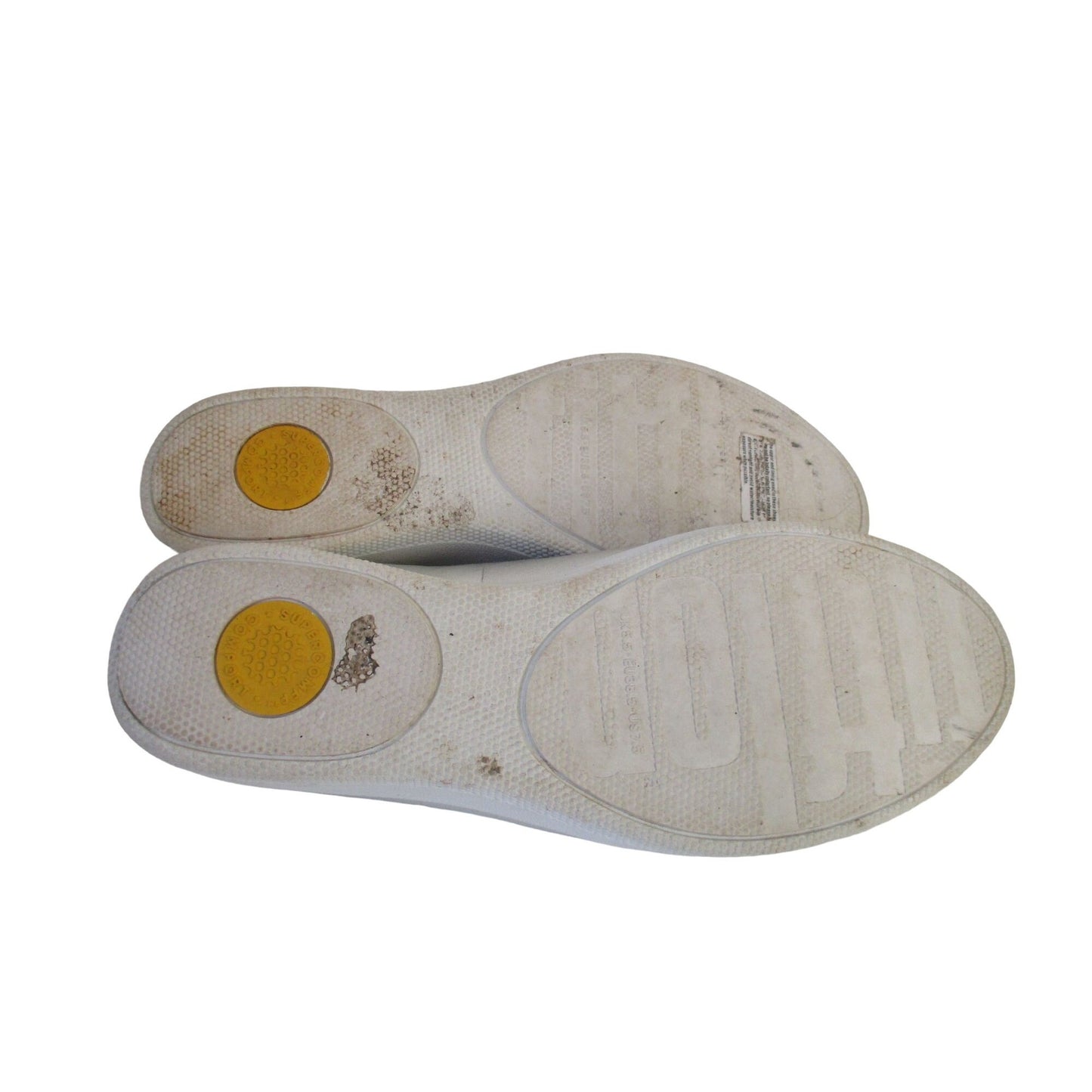 FitFlop silver leather, size 7, flats with white rubber soles