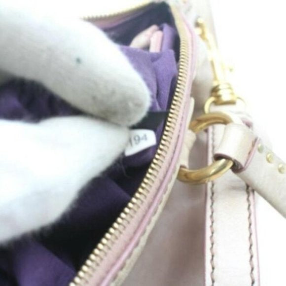 Miu Miu Vitello Lux Crystal Heart Pink Leather Two Way Satchel Cross Body Bag