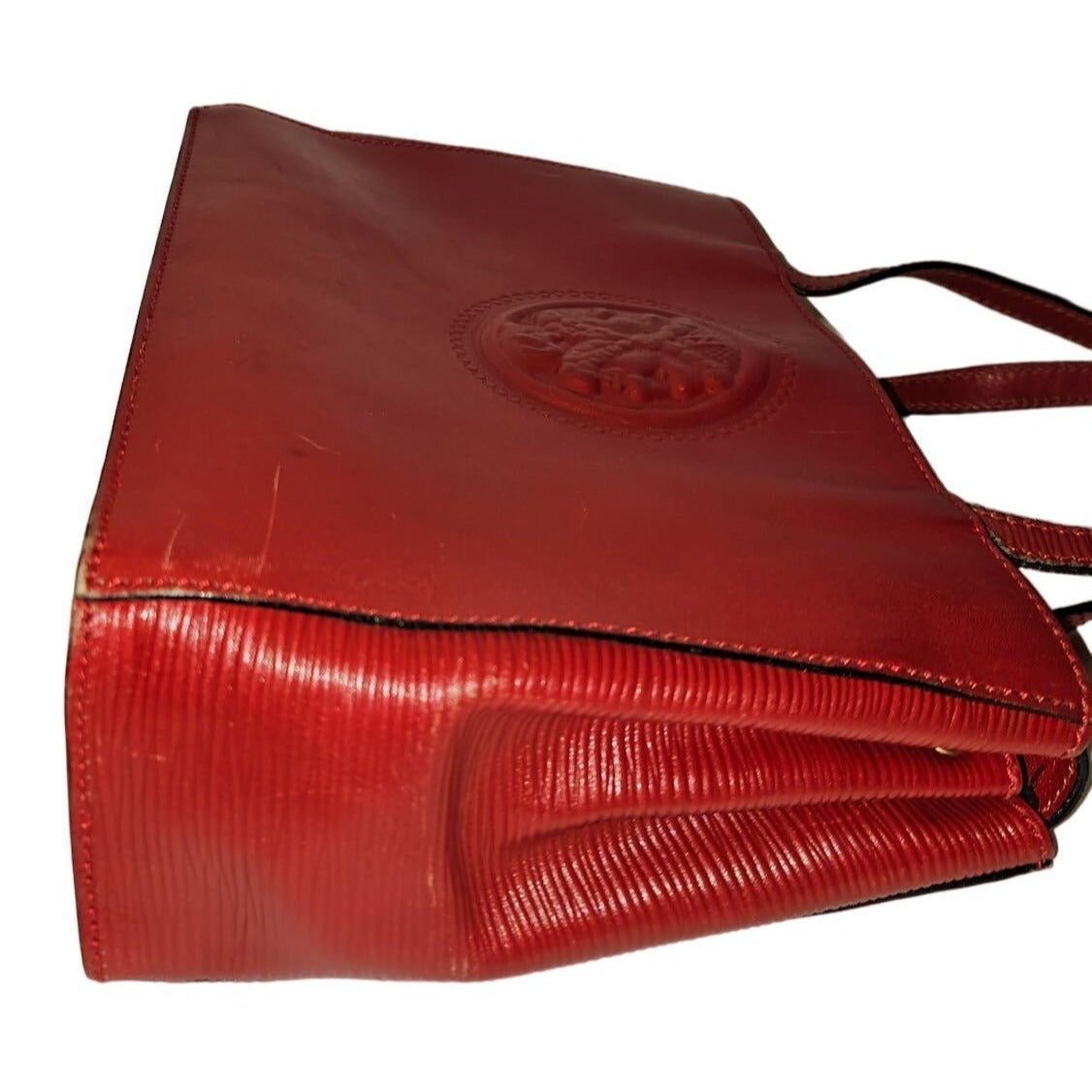 Fendi red leather Janus head satchel