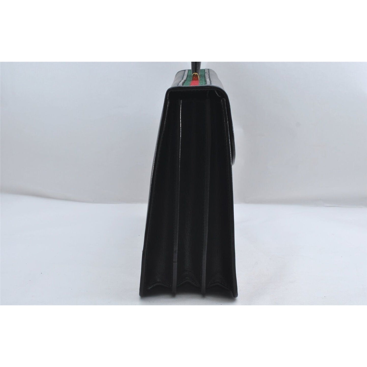 RARE, vintage, Gucci, 'Ophidia' style XL black leather, laptop/messenger/briefcase with a red & green Sherry stripe accent
