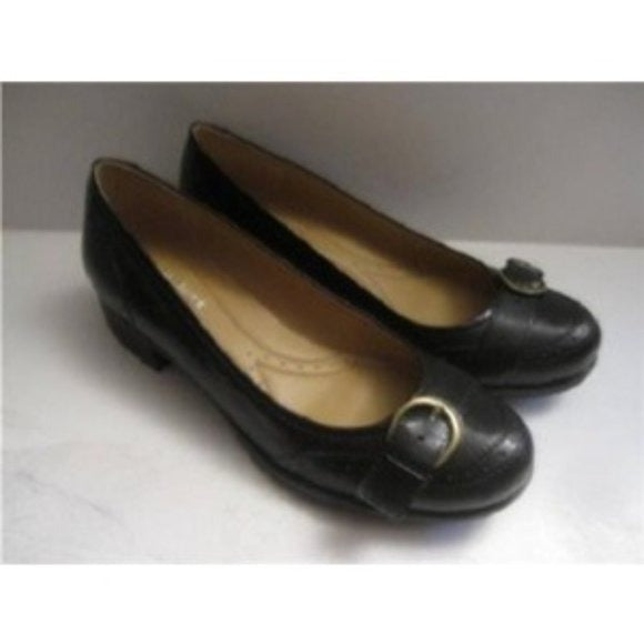Naturalizer PREMA, Size 7, Black Leather & Brass Flats