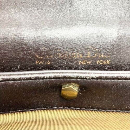 RARE, vintage, Dior, brown leather two-wy clutch/shoulder bag with a brown trotter print interior and accent that peeks through the front