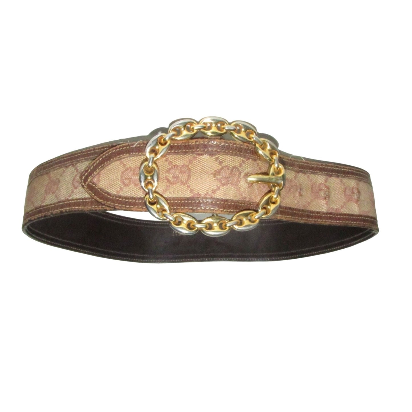 Early brown Guccissima leather belt w a gold Gucci link buckle