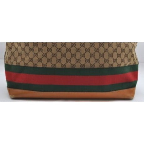 Gucci brown Guccissima Web Heritage XL Tote w red & green