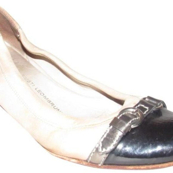 Attilio Giusti Leombruni Metallic Ivory Leather Flats