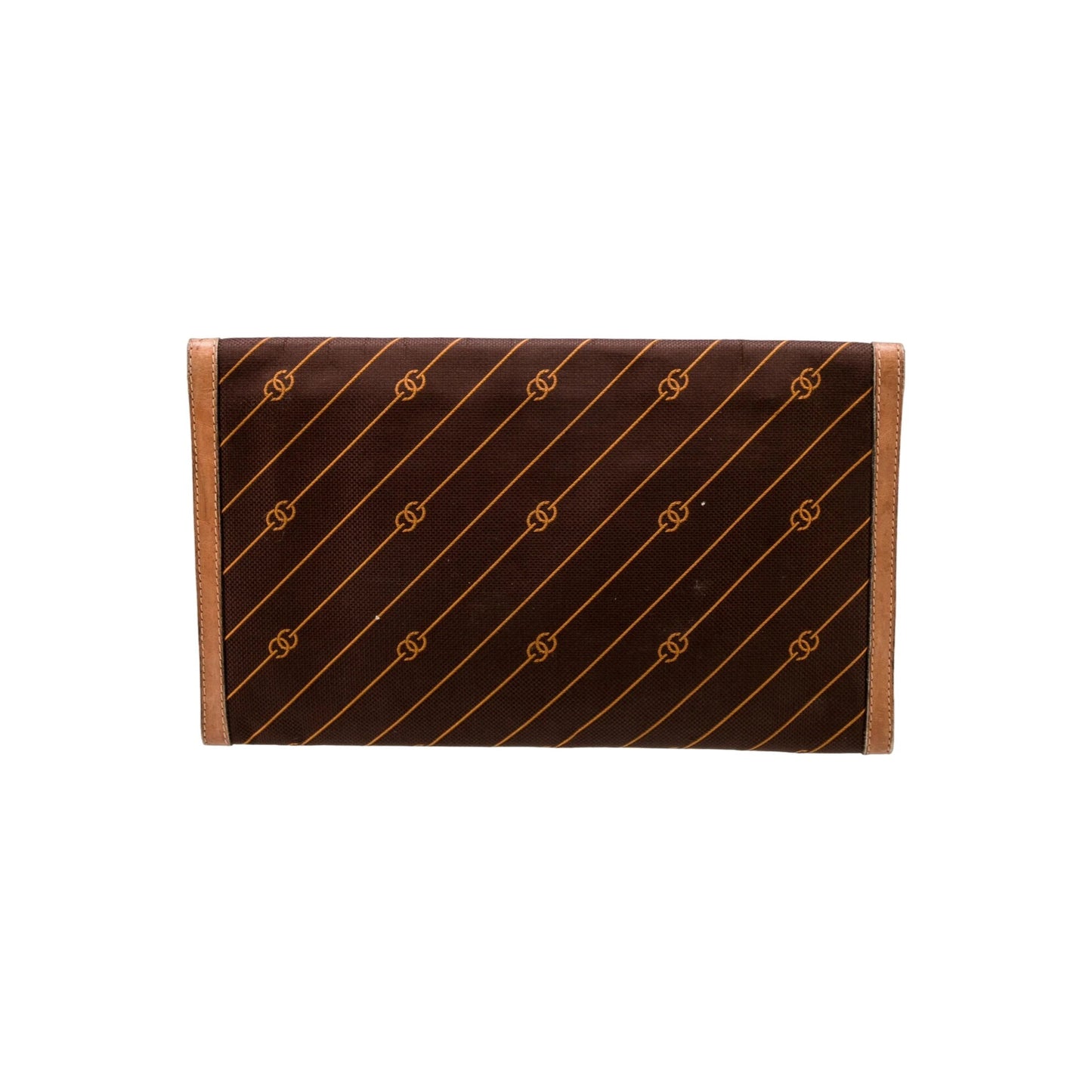GUCCI early brown logo print XL asymmetrical envelope top clutch