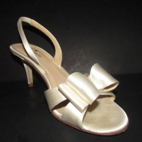 Kate Spade White Satin Slingbacks w Bow