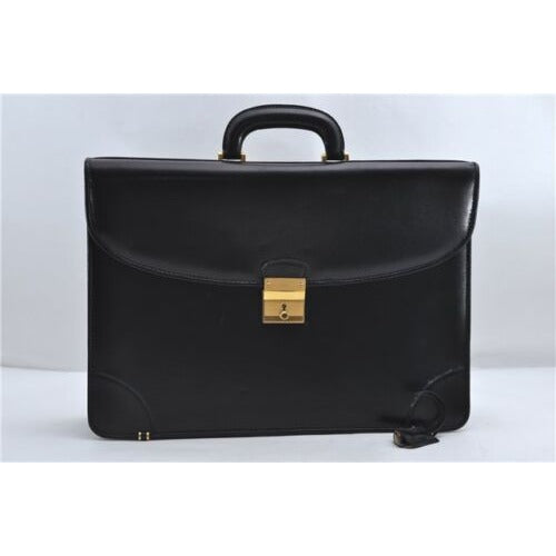 RARE, vintage, Gucci, 'Ophidia' style XL black leather, laptop/messenger/briefcase with a red & green Sherry stripe accent