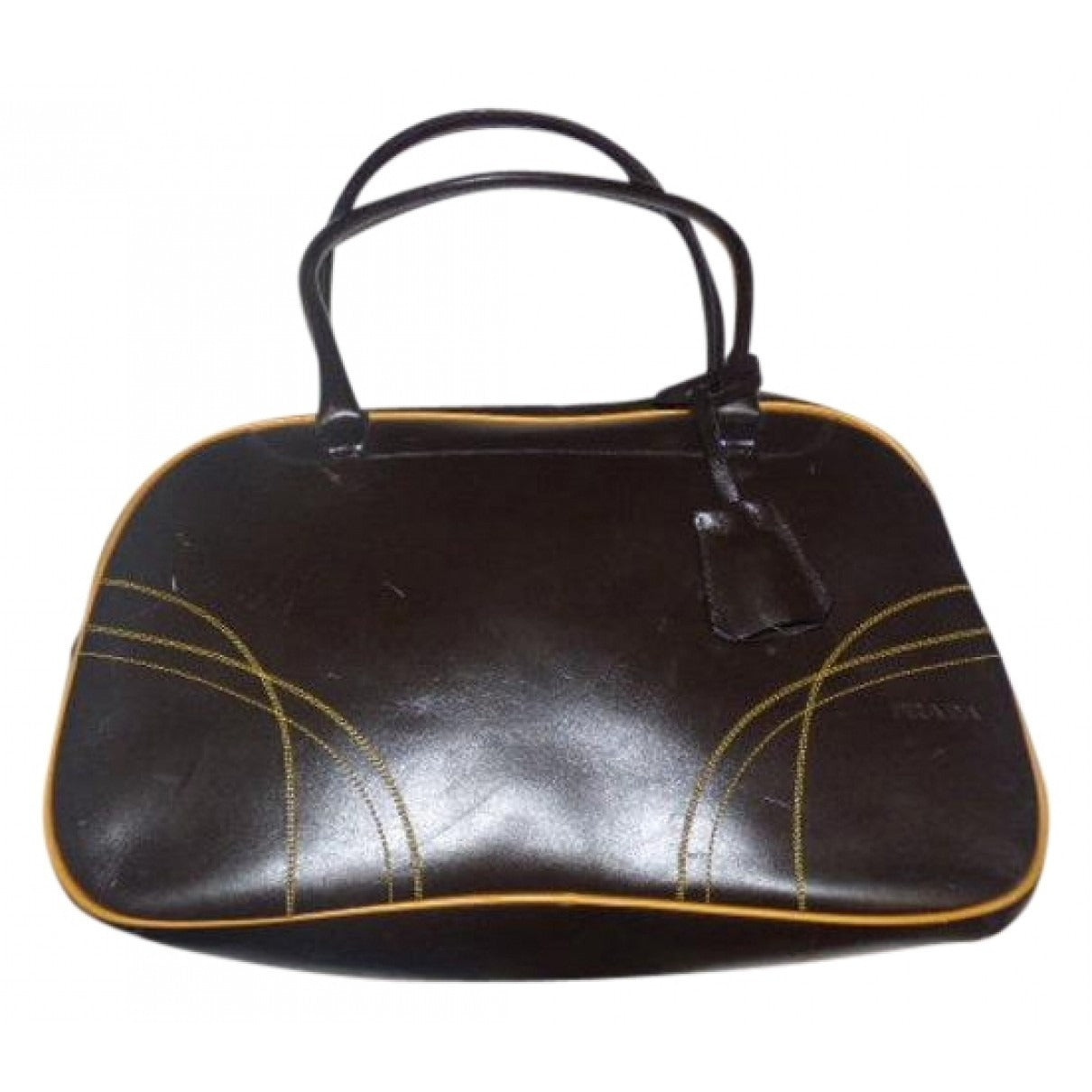 Prada 1990's brown leather bowling bag