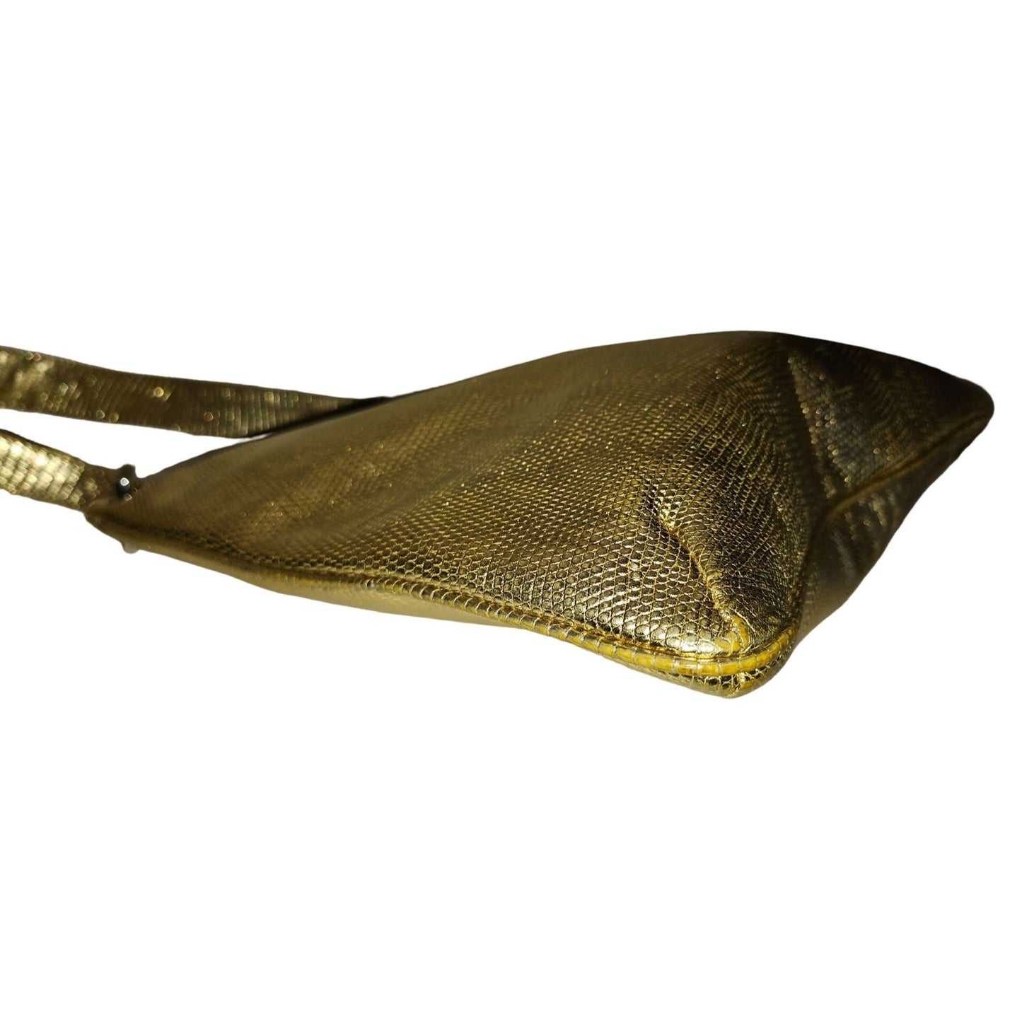 Fendi gold reptile tote with chrome FF accents