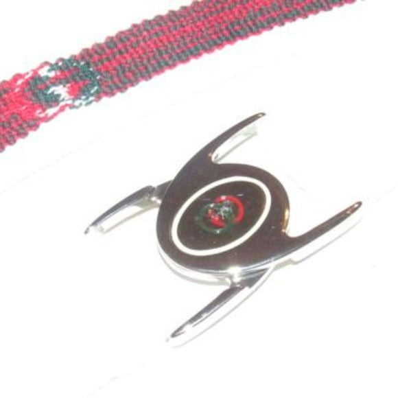 Gucci NOS White Terry Cloth Belt w Red Green Enamel