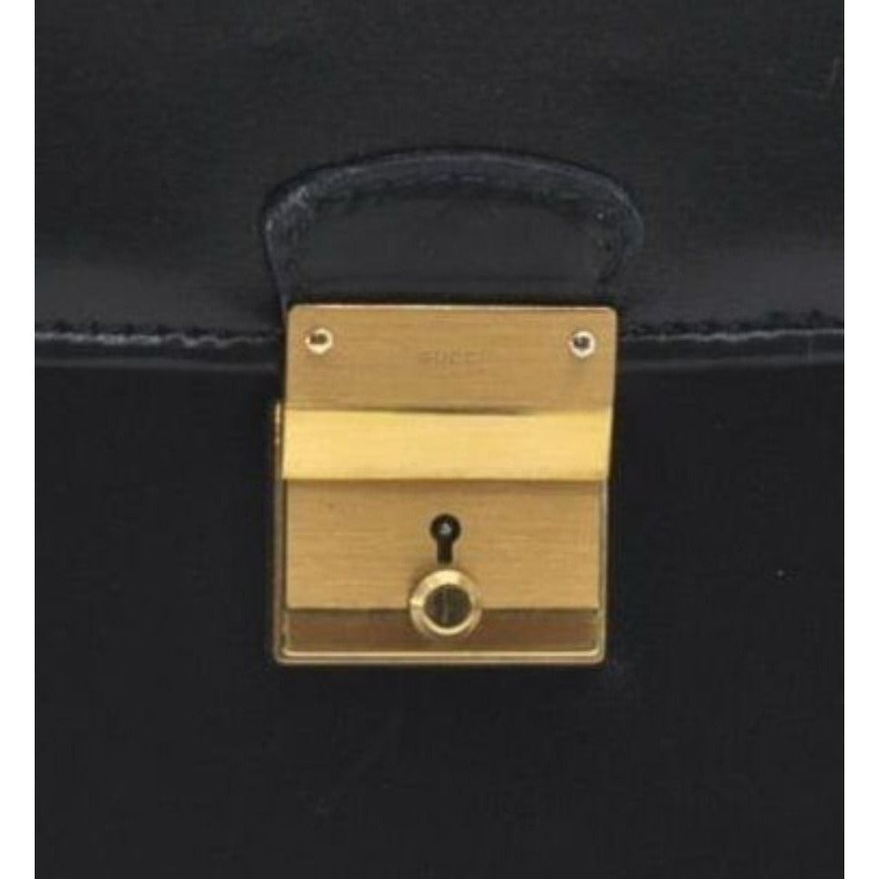 RARE, vintage, Gucci, 'Ophidia' style XL black leather, laptop/messenger/briefcase with a red & green Sherry stripe accent