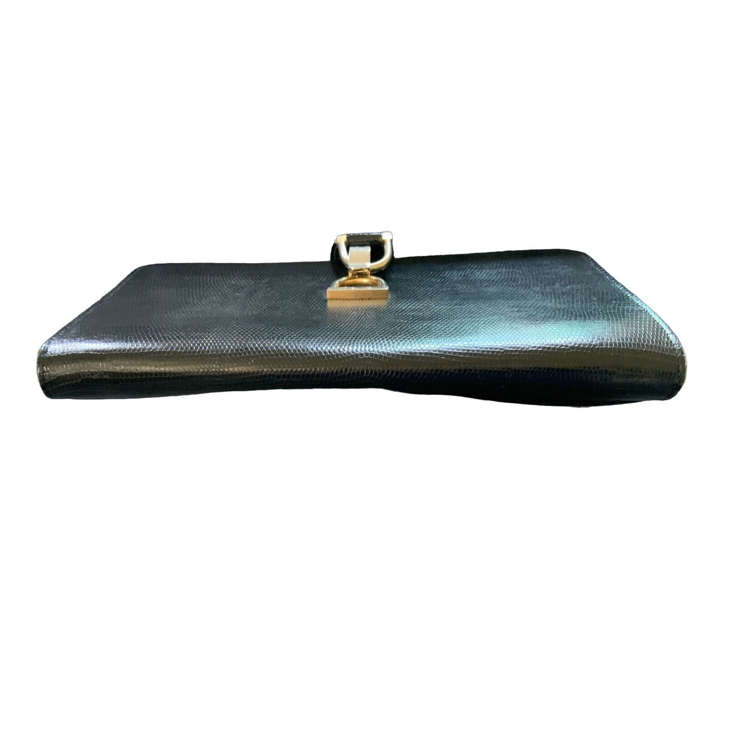 Gucci rich midnight blue lizard skin leather two-way purse