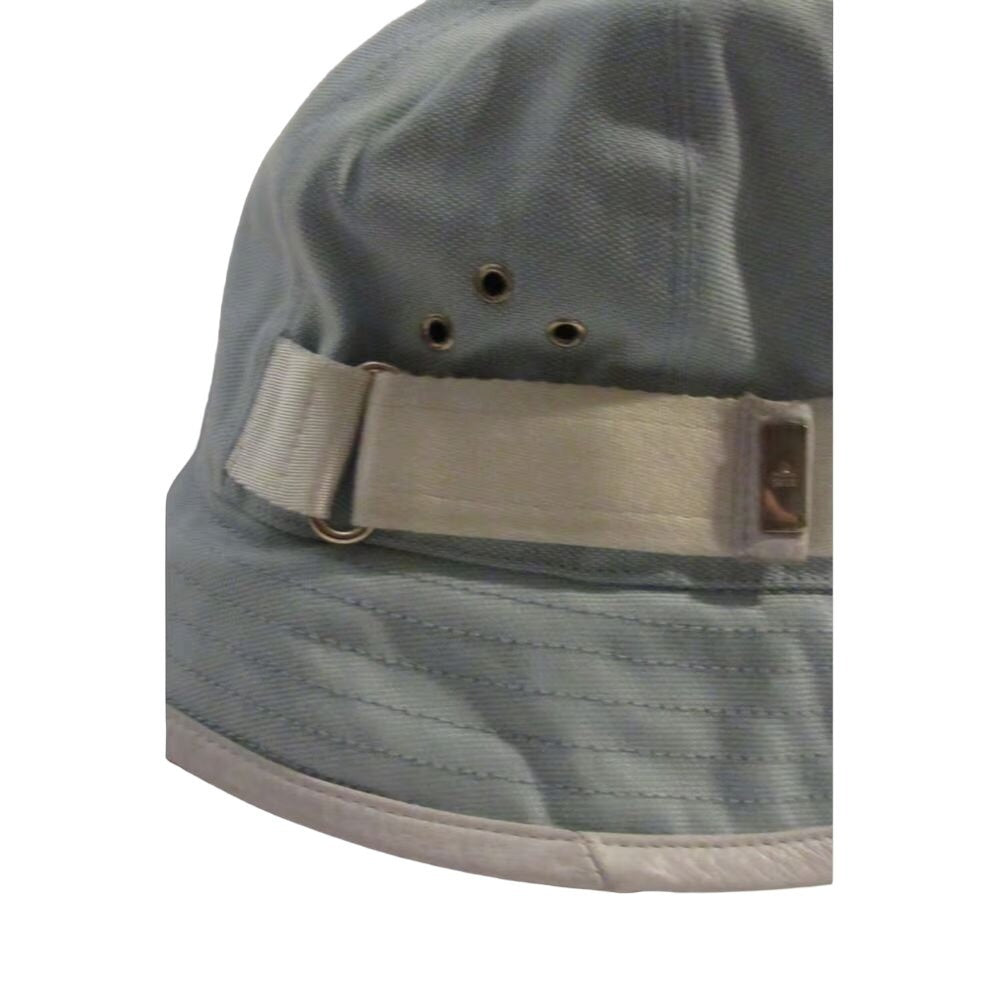 Gucci blue Guccissima print bucket hat w white leather