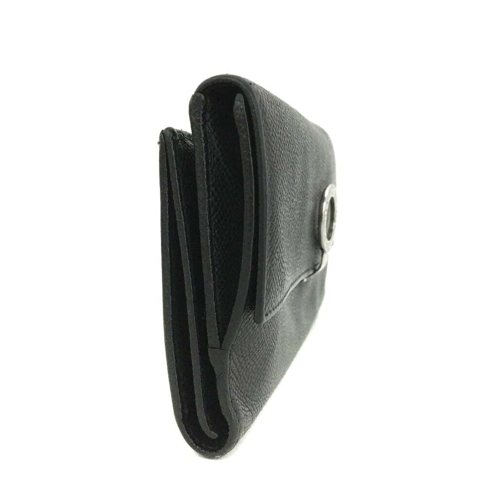 Bvlgari, black saffiano leather, continental style, XL wallet w lots of small & large compartments, zip pockets, & chrome hardware
