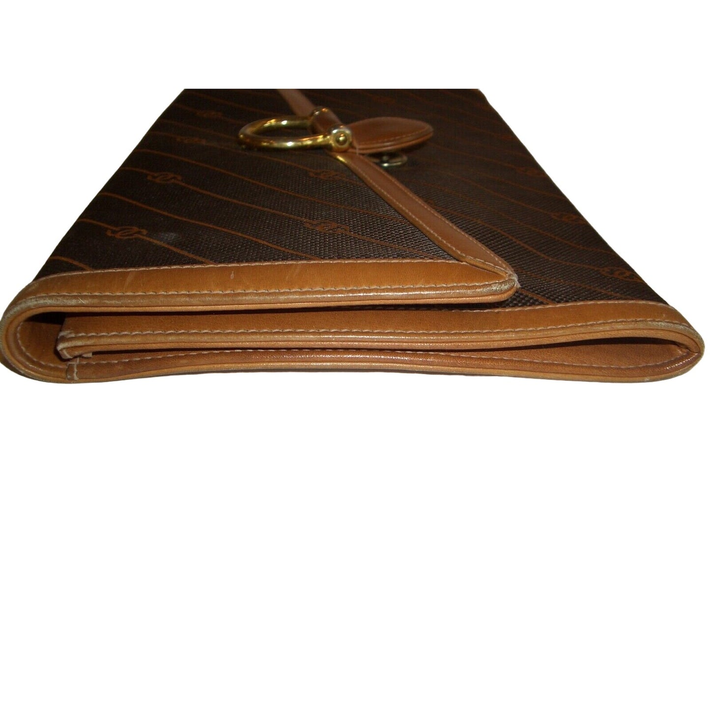 GUCCI early brown logo print XL asymmetrical envelope top clutch