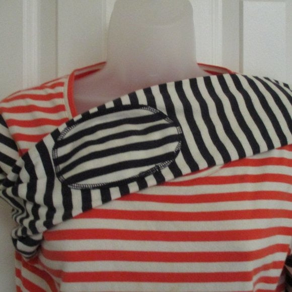 *Tory Burch Black Orange Striped Long Sleeve Tee