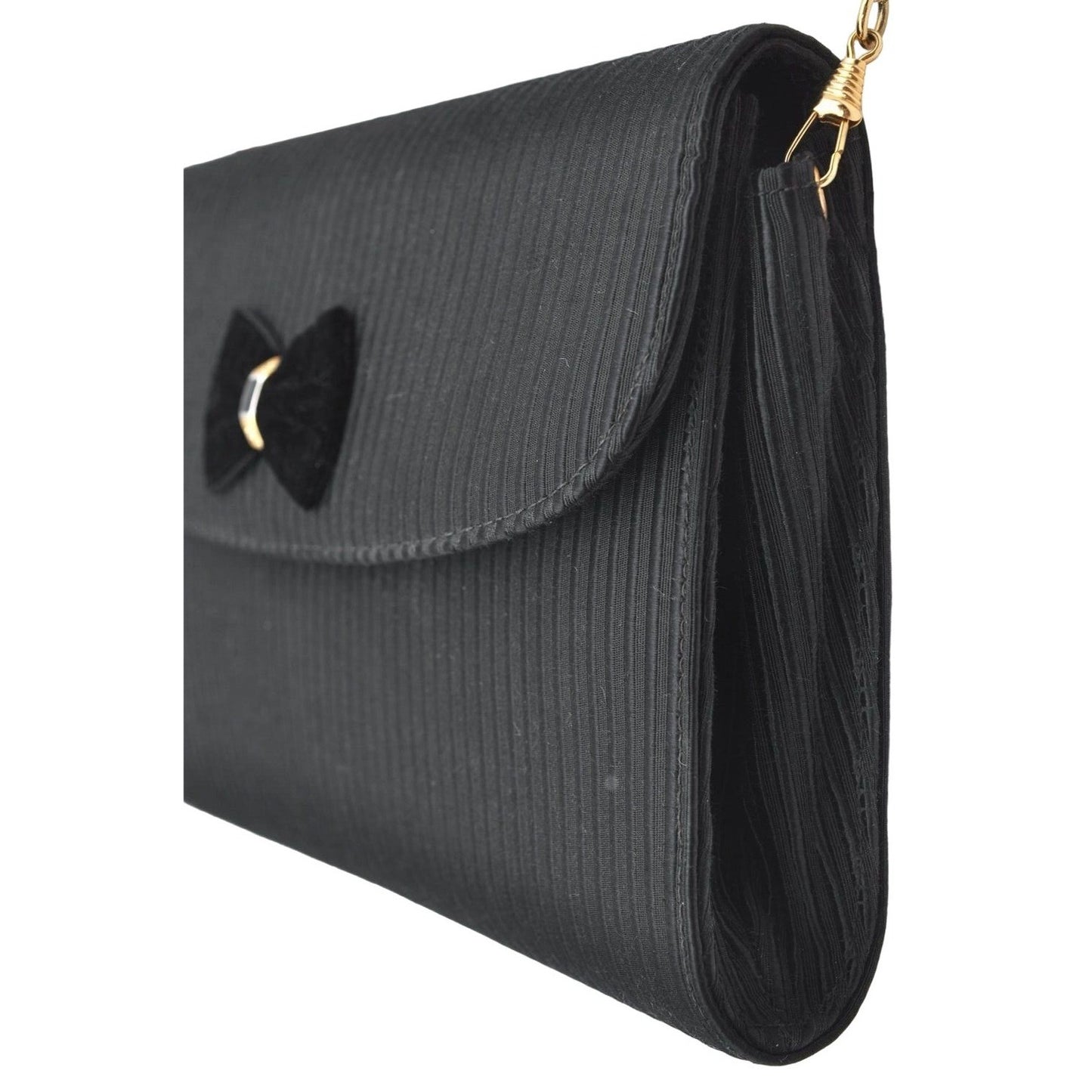 Vintage, one of a kind, Gucci, black silk & velvet over leather, two-way style- clutch or cross body bag with an Art Deco style & velvet bow