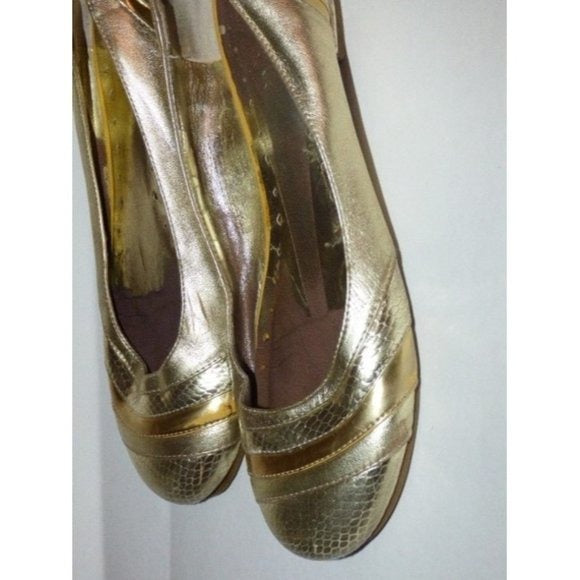 BCBGMaxAzria Textured Gold Silver Metallic Ballet