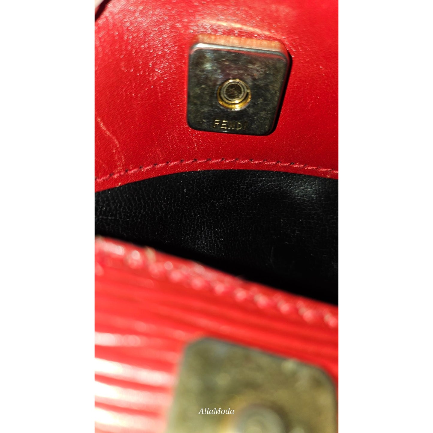 Fendi red leather Janus head satchel