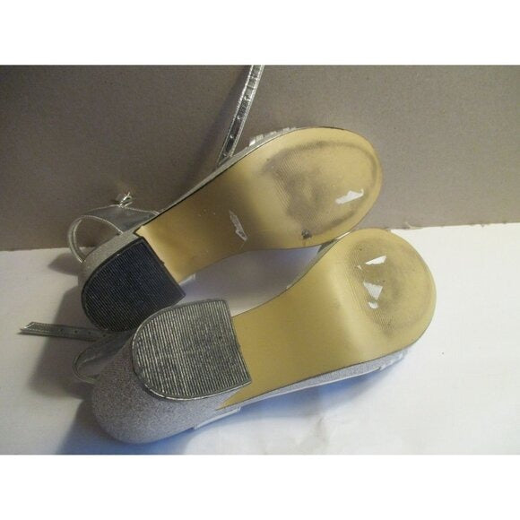 *Dorothy Gaynor Silver Strappy Block Heel Sandals With Glitter Finish