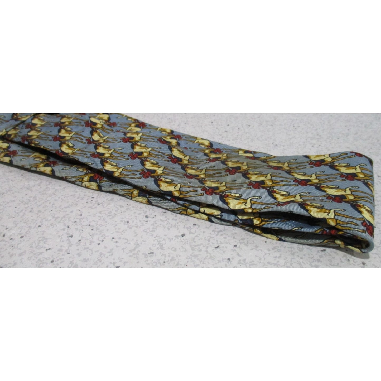 Vintage. Fendi, blue and red, equestrian horse motif silk tie