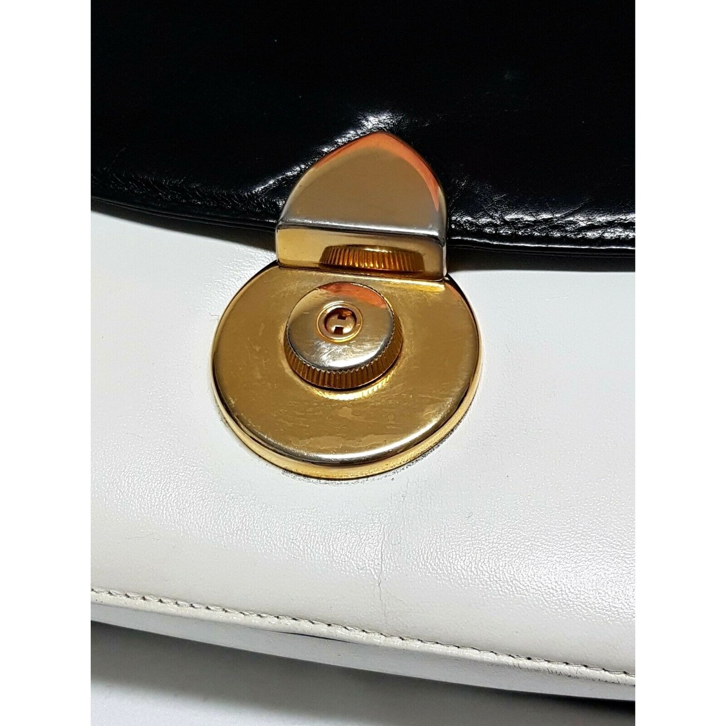 Bally black & white leather color block cross body