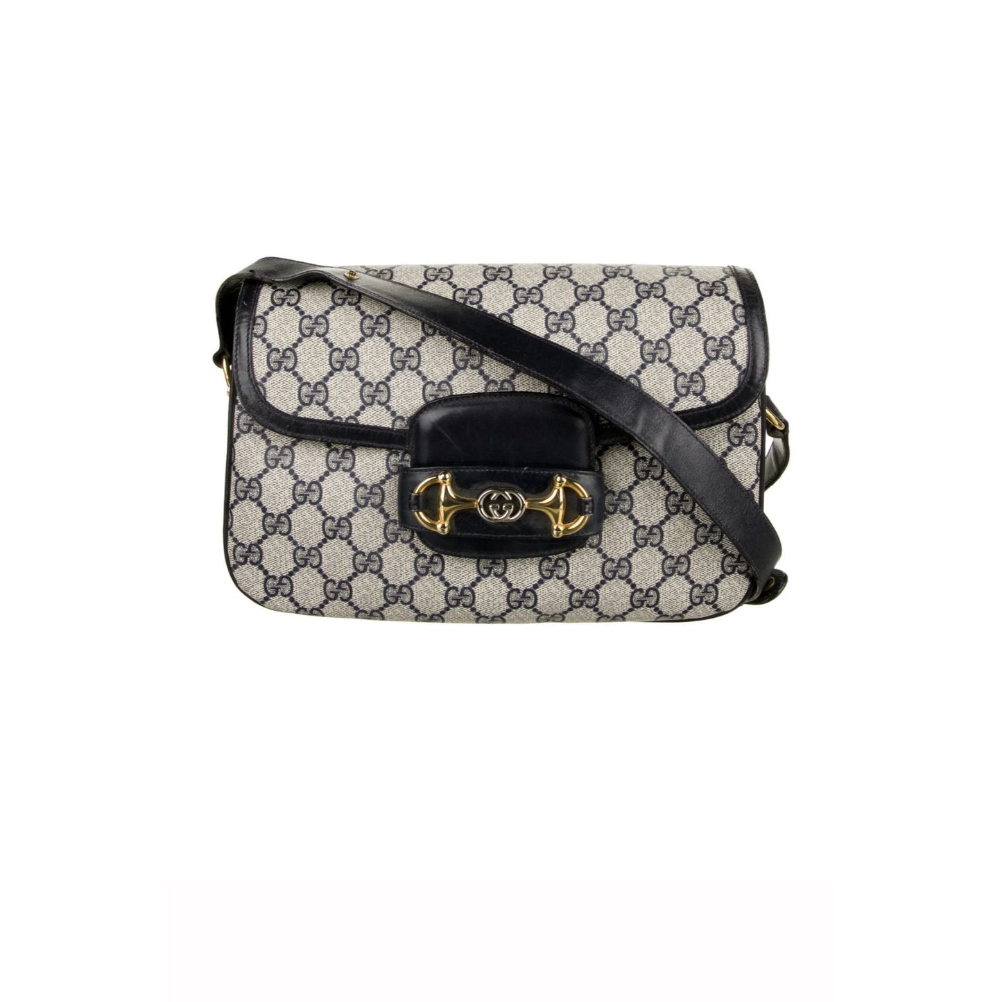 Gucci navy Guccissima leather 1955 Horse-bit shoulder bag