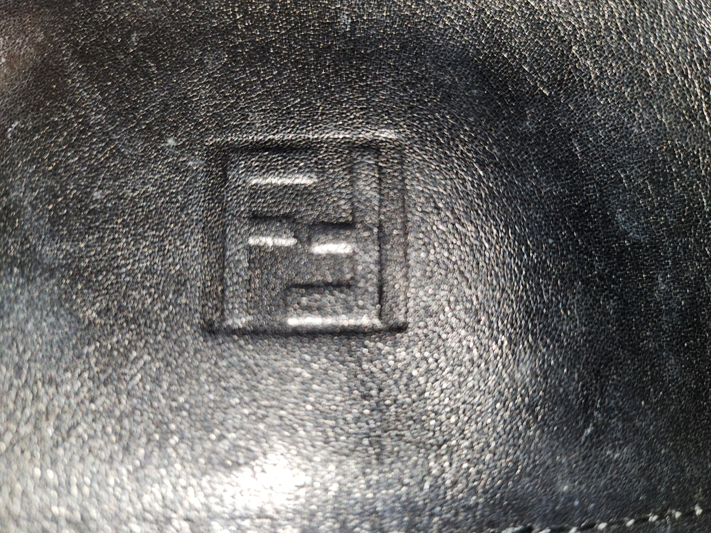 Fendi Black Leather Shoulder Purse w Quilted Pasta Design & Bold Gold Hardware