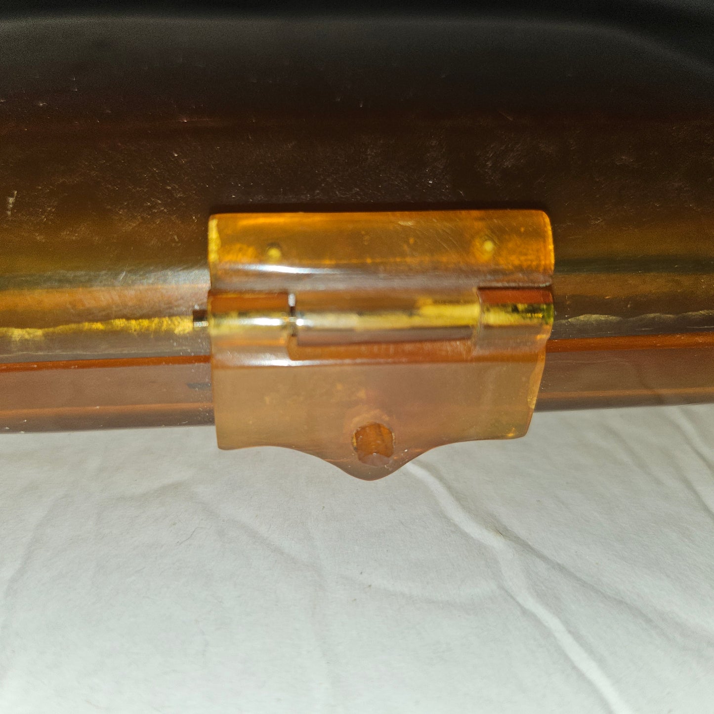 Art Deco Italian honey tortoise shell hard & boxy clutch w lots of compartments