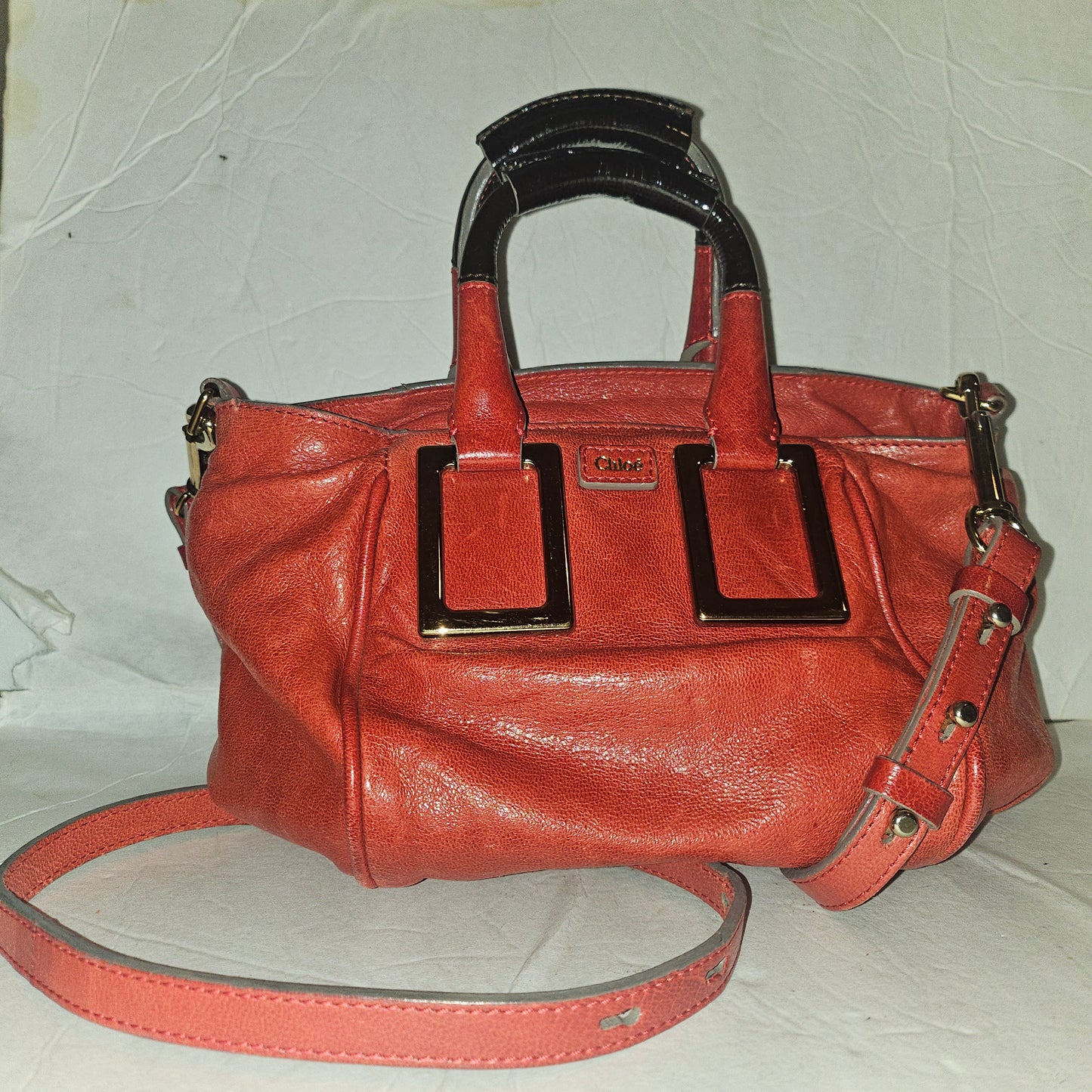 Chloe red leather Edith two-way purse