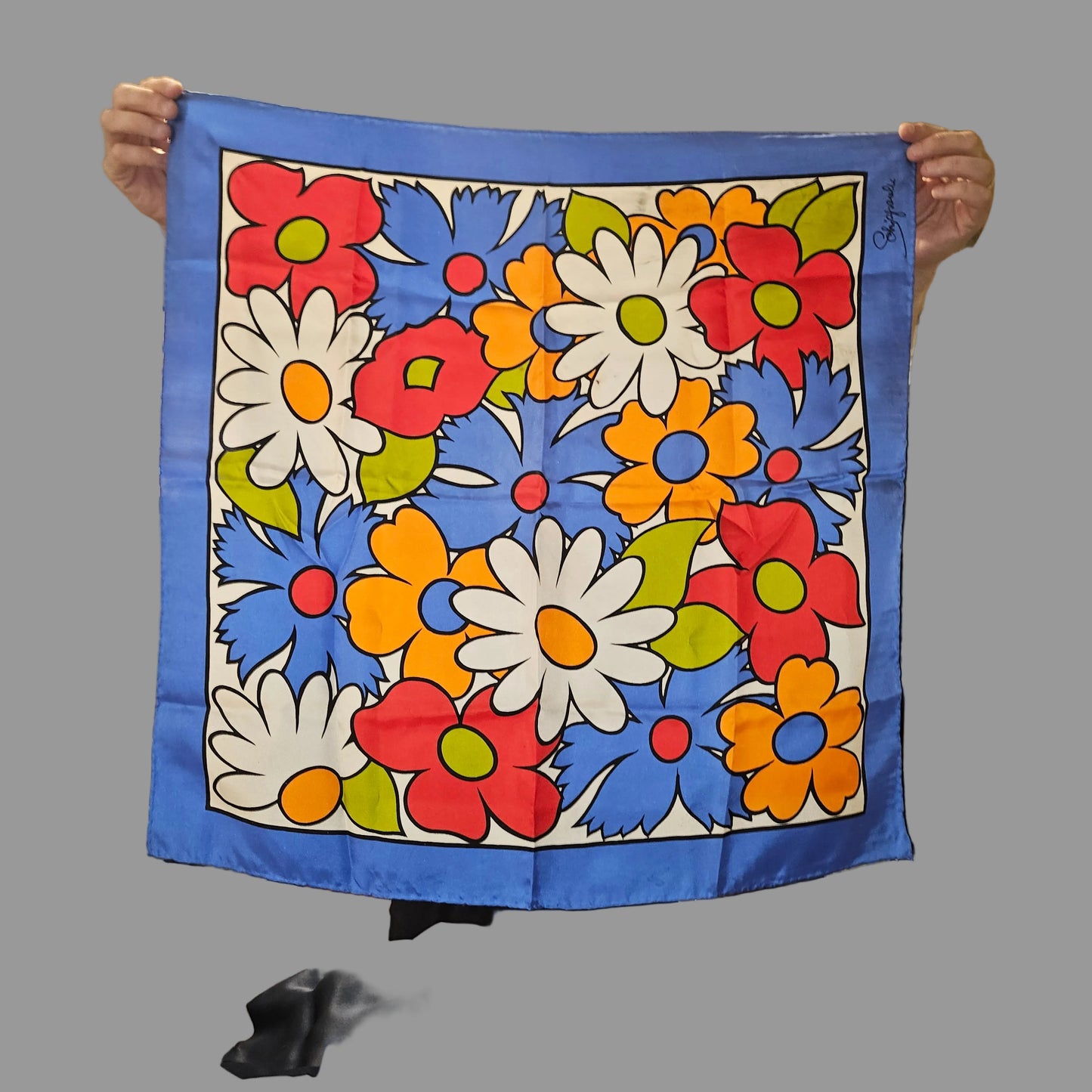 Schiaparelli silk scarf- Amazing 1960s NOS
