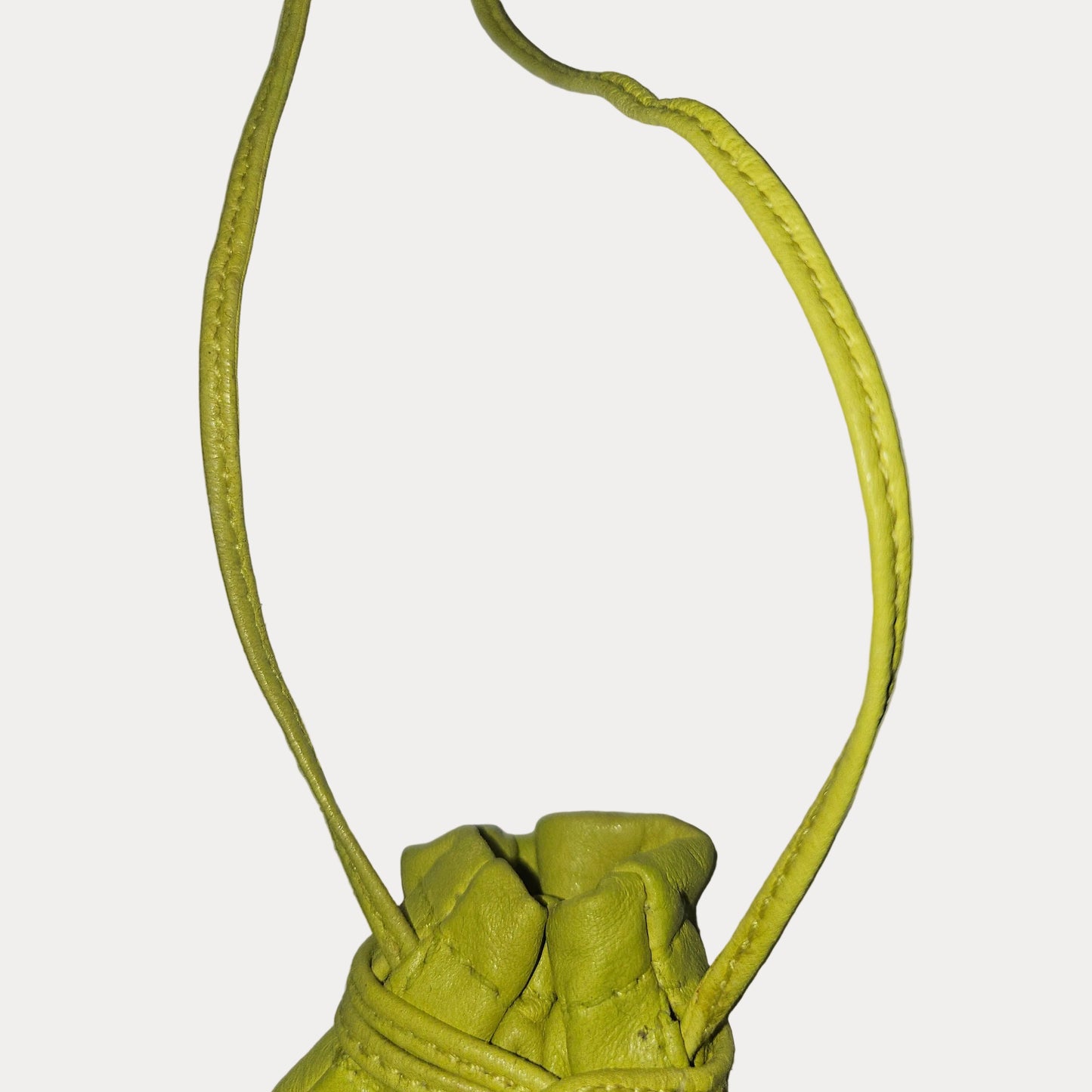 Gucci Tom Ford era yellow leather drawstring top pouch w silver Gucci dog tag