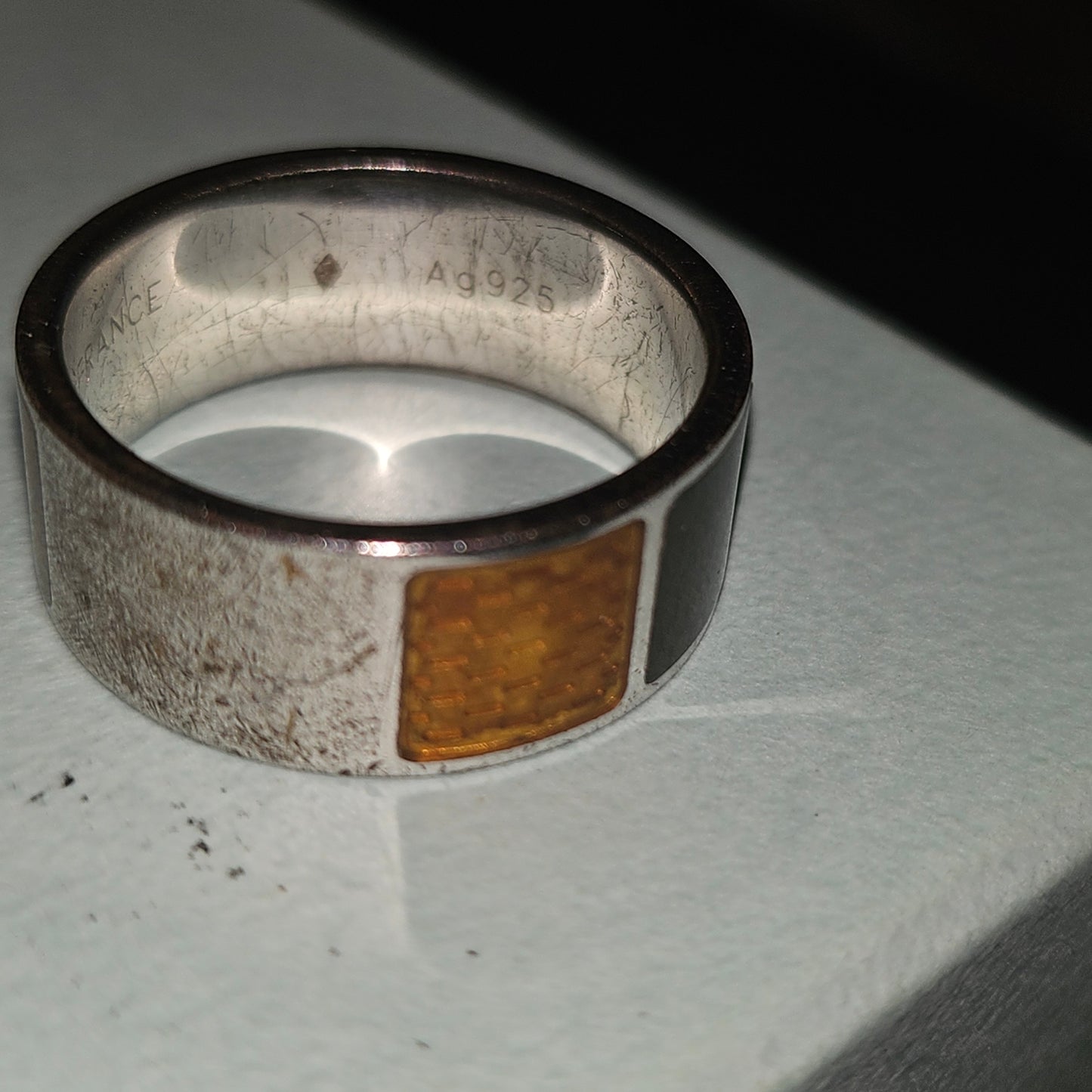 Louis Vuitton sterling & enamel wide unisex band