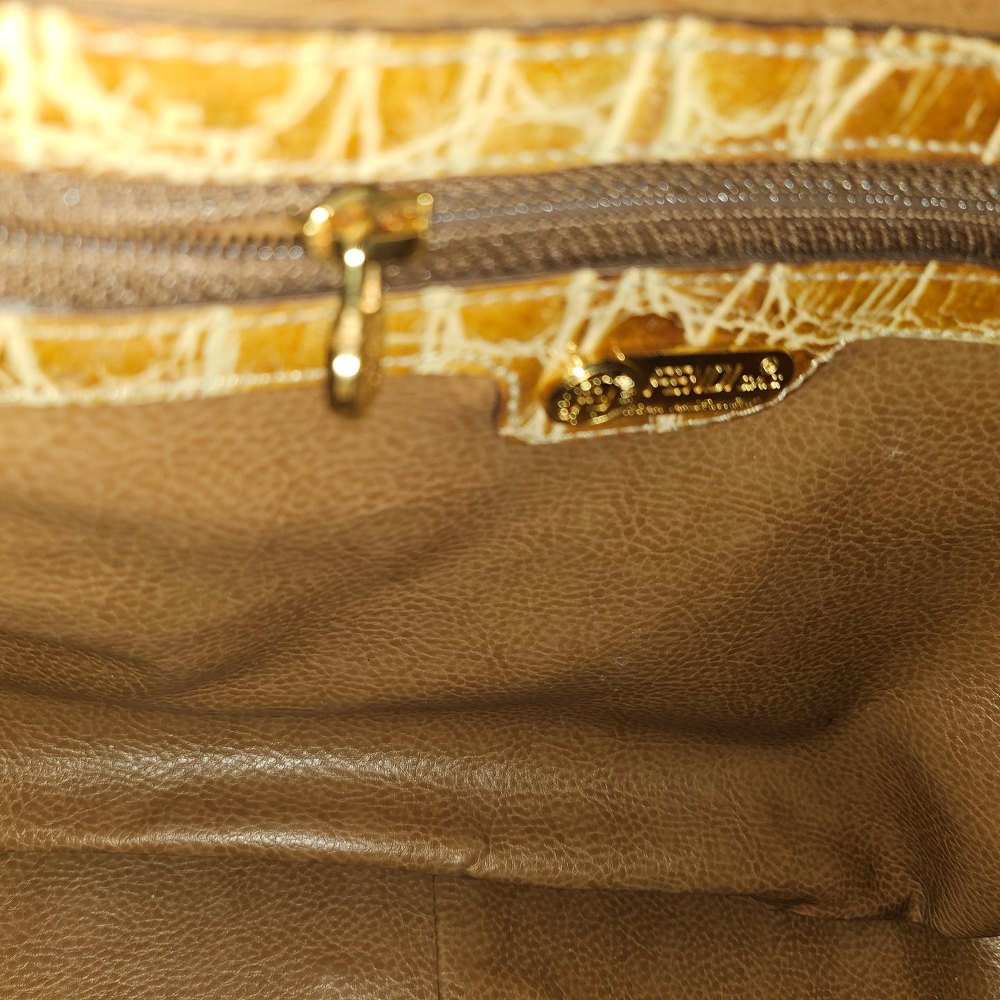 Fendi tan crocodile leather XL satchel two-way