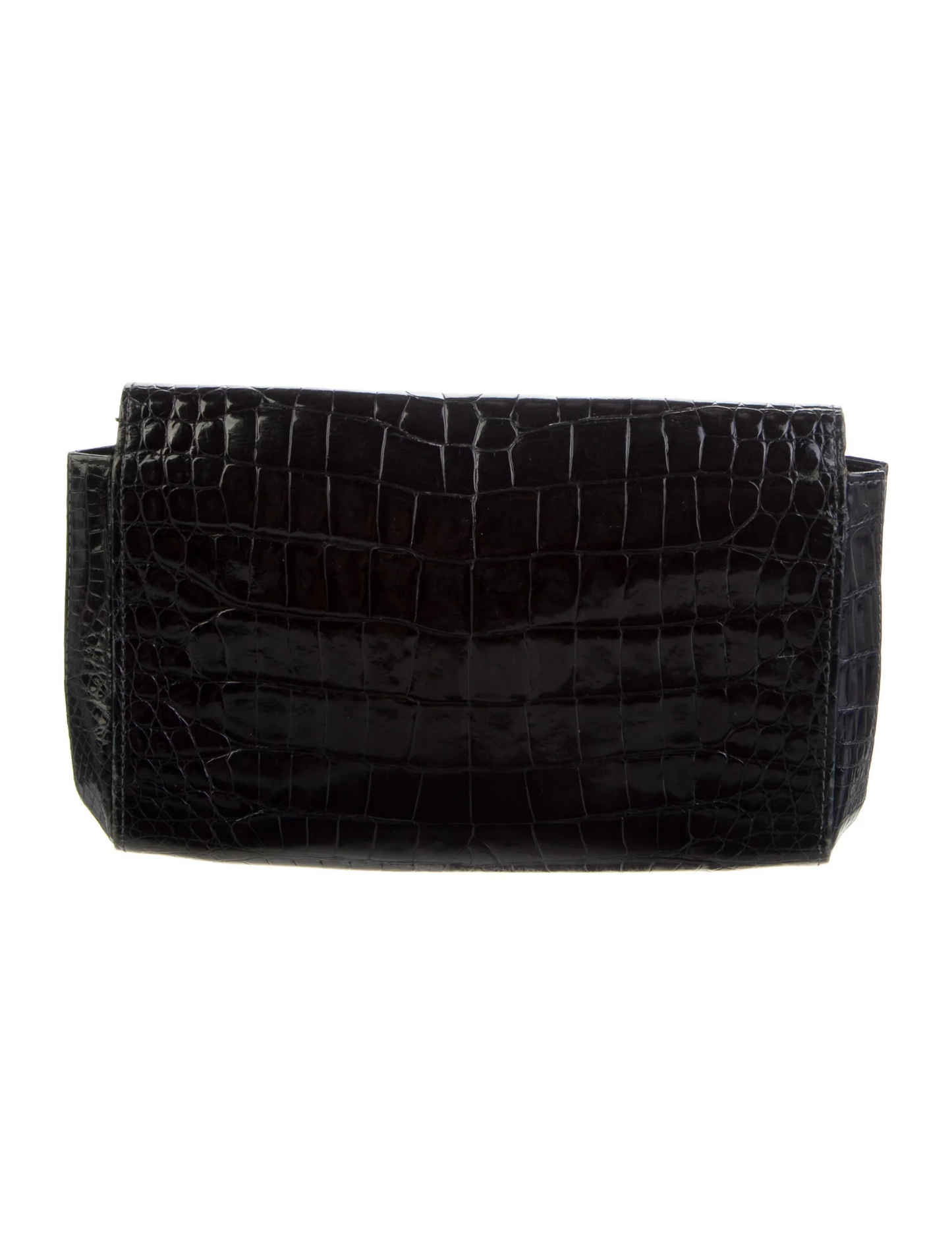 Vintage Gucci blue crocodile leather clutch with G logo gold hardware