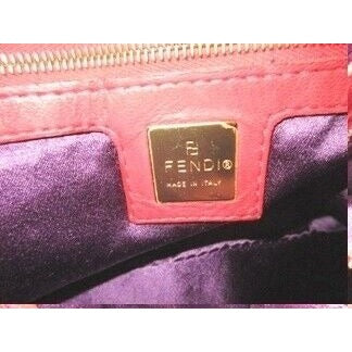 Fendi red suede Mamma Forever baguette w sparkly enamel clasp