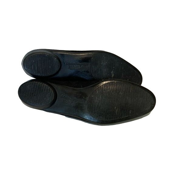 Salvatore Feraagamo Black Suede and Patent Ballet Flats
