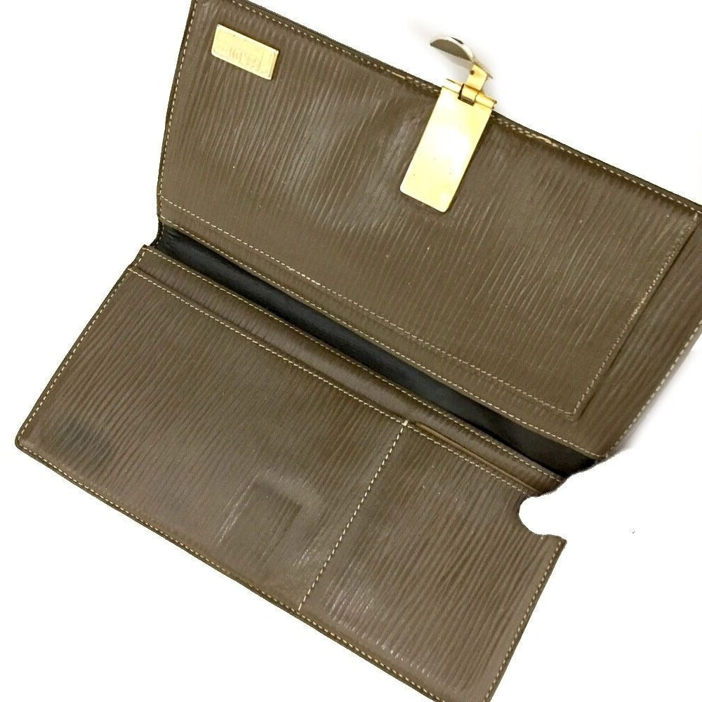 Fendi Zucchino print leather XL wallet w gold FF hinged clasp