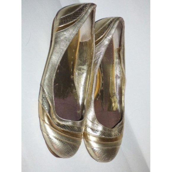 BCBGMaxAzria Textured Gold Silver Metallic Ballet