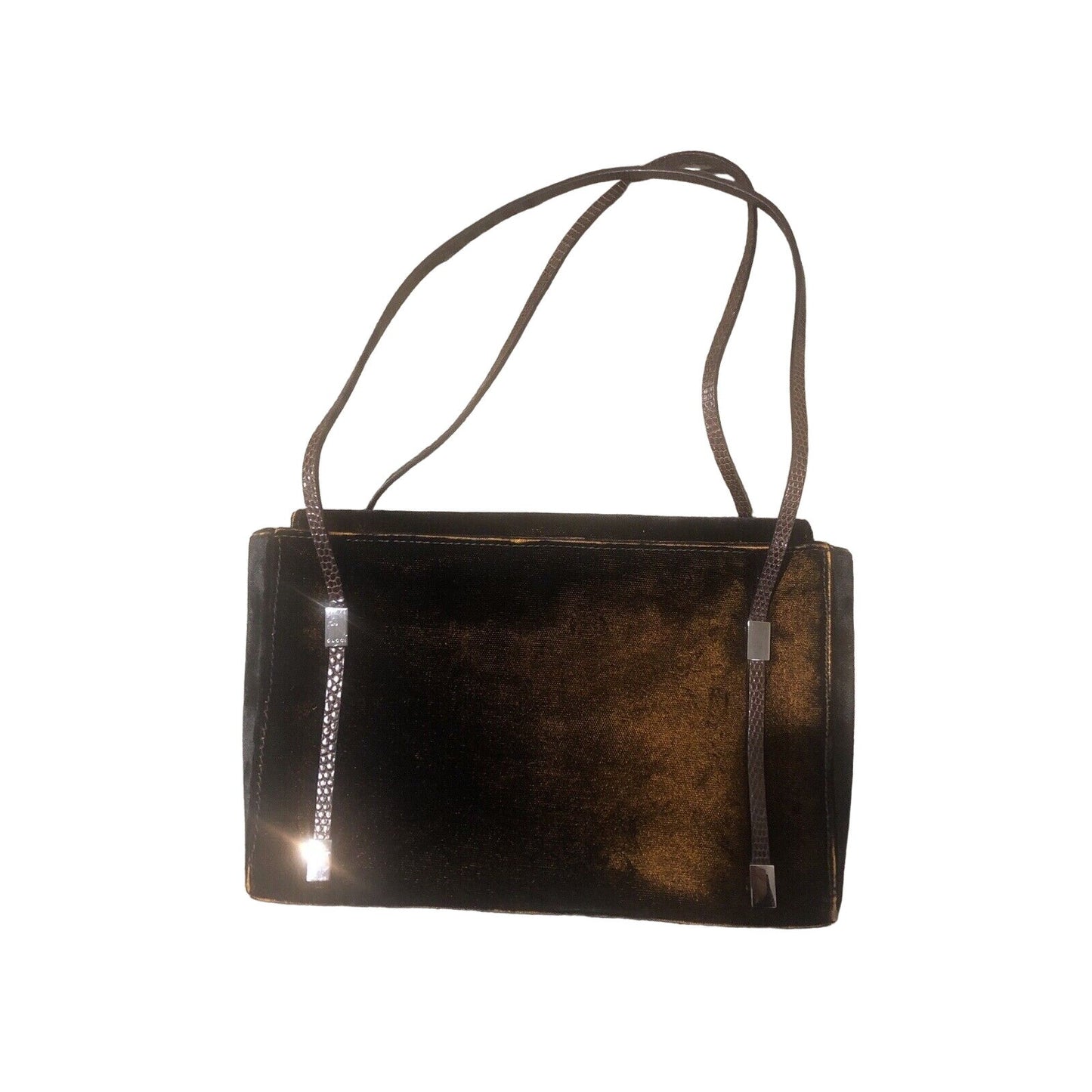 Gucci velvet purse with python straps